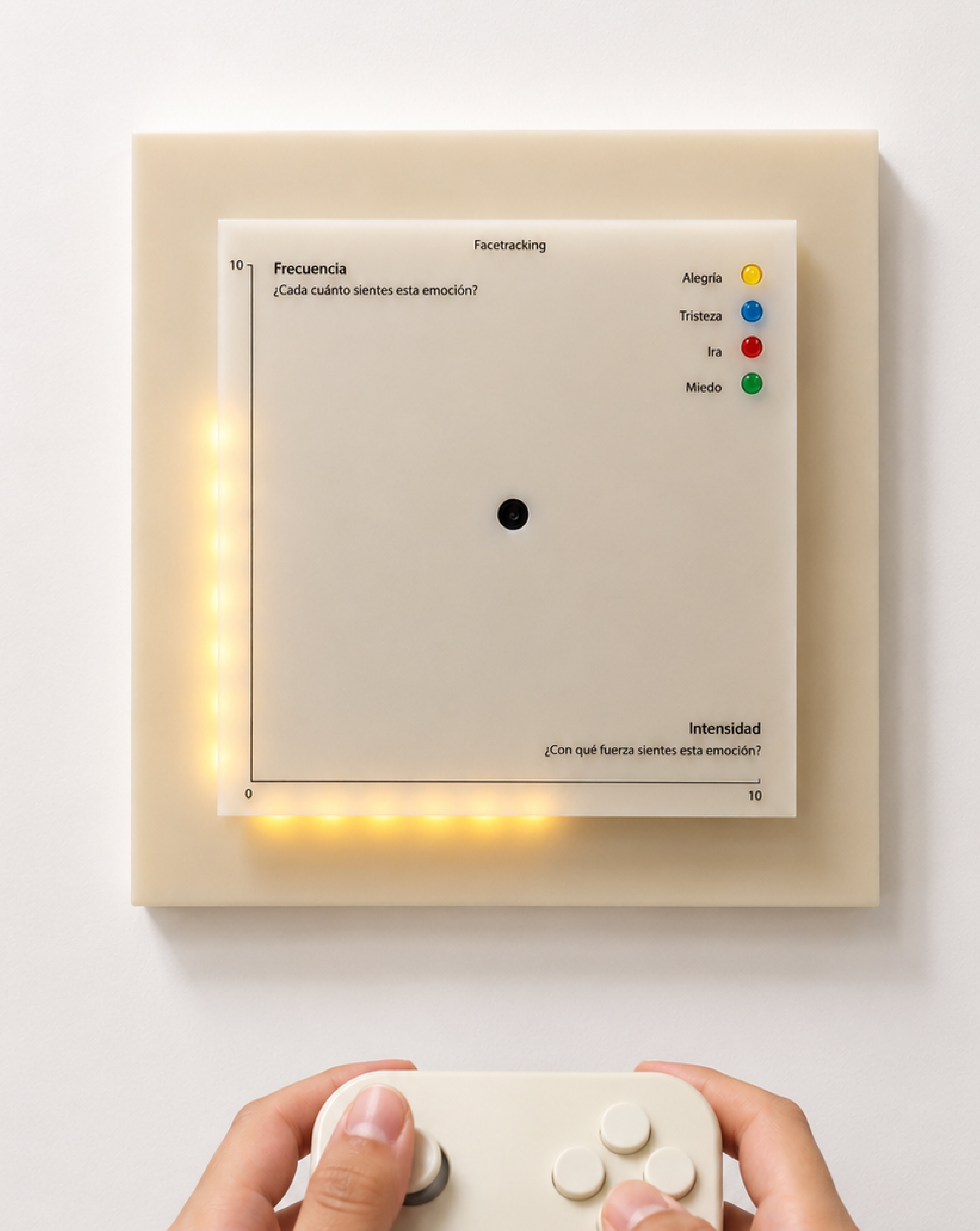 Aura acrylic panel with emotion graph, LEDs and a game controller